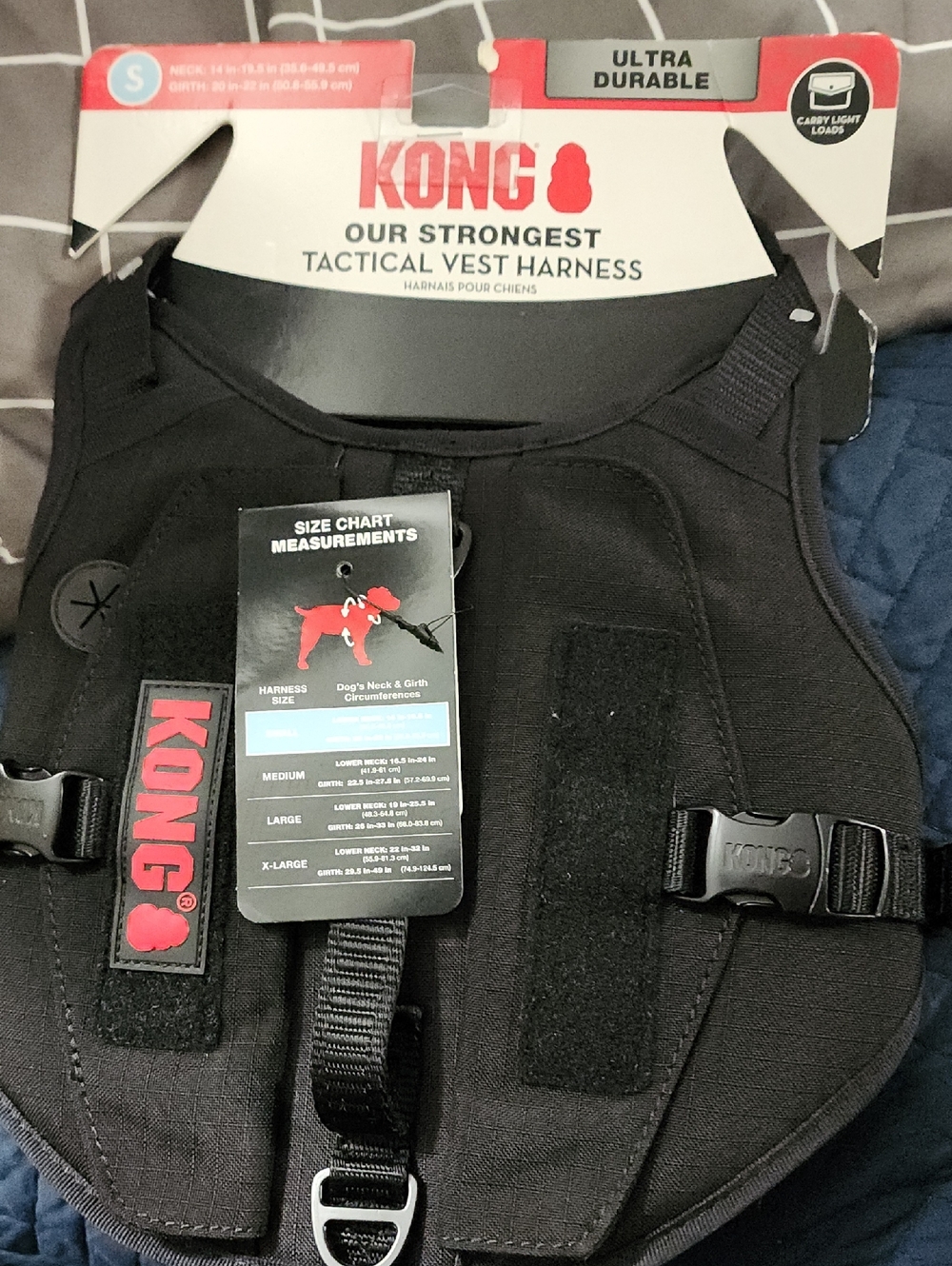 Kong Black Tactical Vest Harness with Red Logo